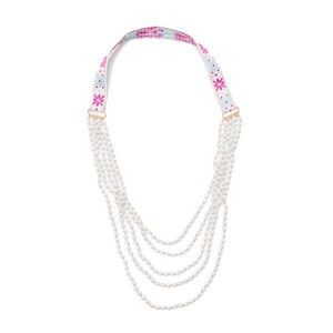 Layered pearl necklace with embroidery